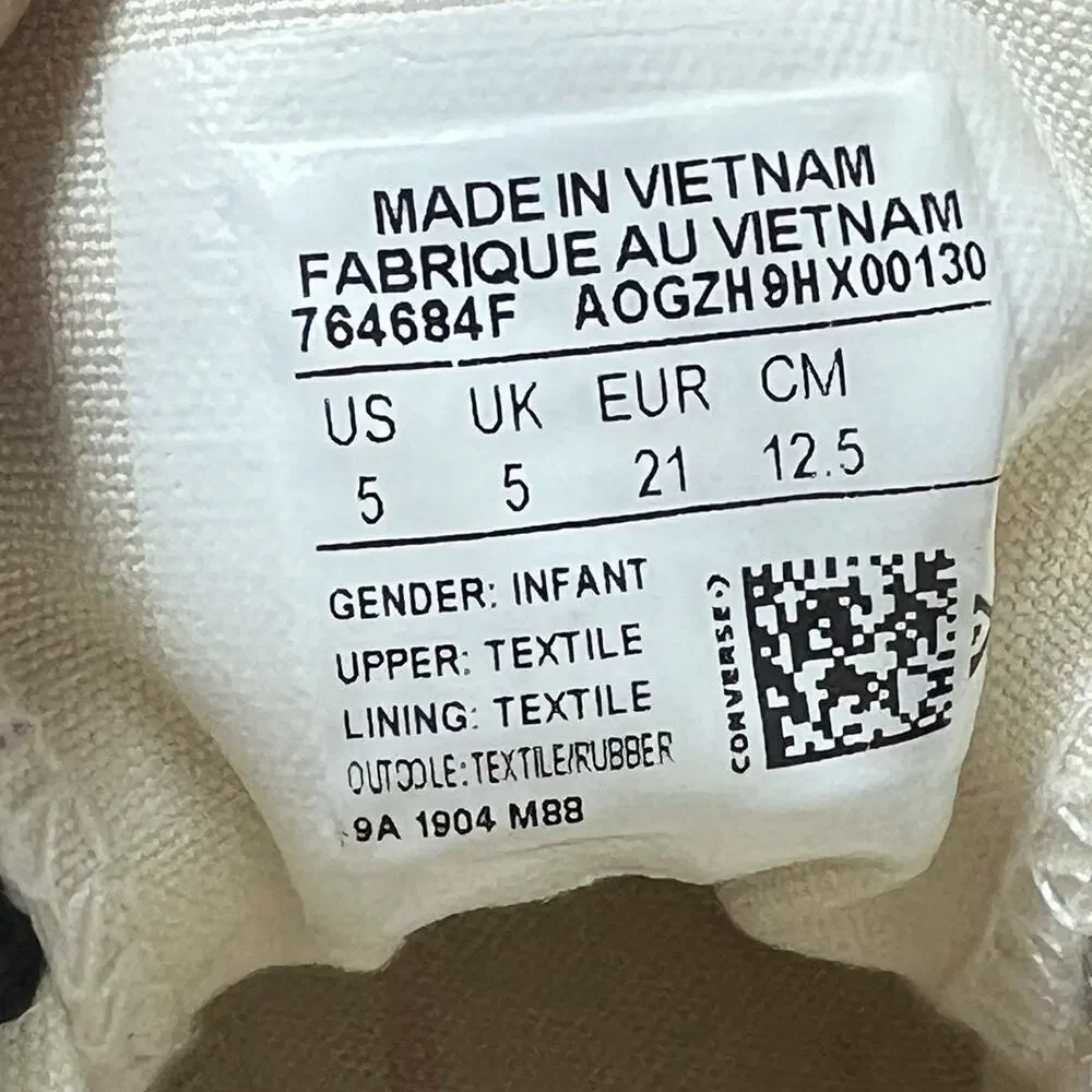 Converse Kids Infant Baby Sz 5 White Unicorn Canvas Sneaker Lace Up Hi Top Shoes